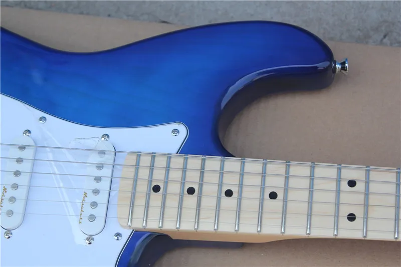 Фабрика магазин синий взрыв грифа ST клен гриф 6 строка Гитары Guitarra|guitarra f|blue