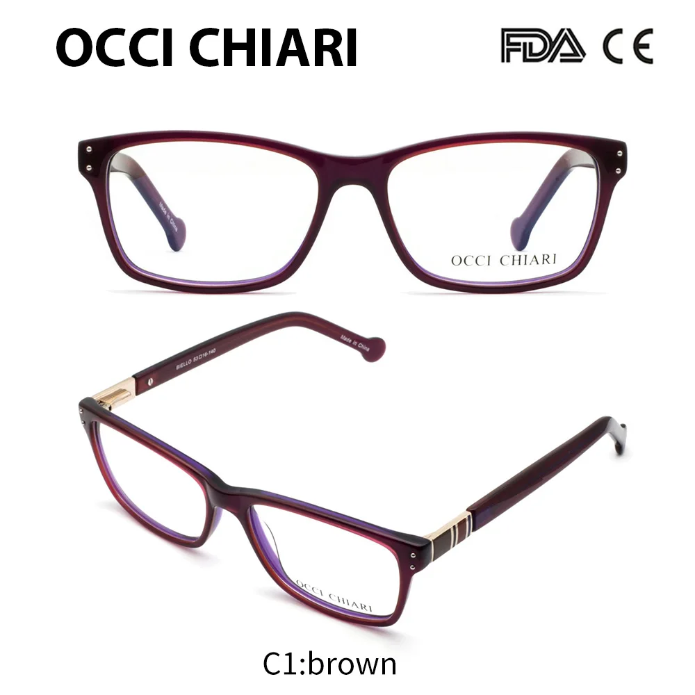 C1 brown OCCI CHIARI очки, Женские оправы, весенние петли, очки для глаз, прозрачные линзы, по рецепту, очки, очки для близорукости, Gafas BIELLO - Цвет оправы: C1 brown