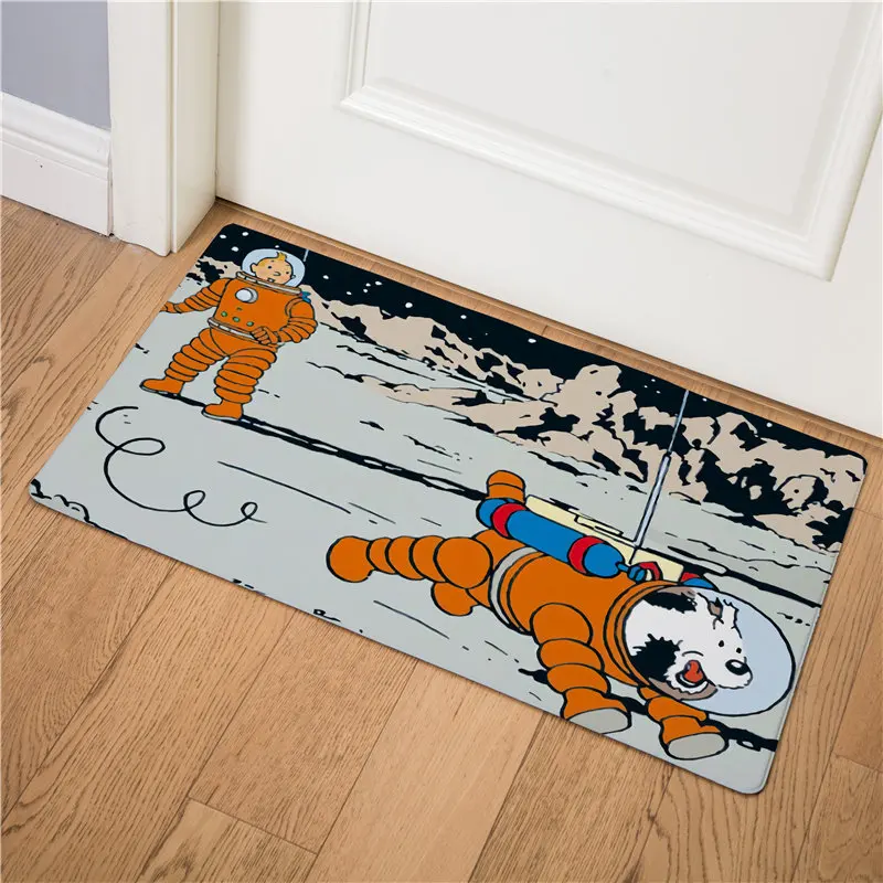 Мультяшный Tintin коврик для входной двери, Противоскользящий коврик для пола, маслостойкий кухонный ковер, коврик аниме, легко чистится, коврик для двери из ПВХ - Цвет: 1