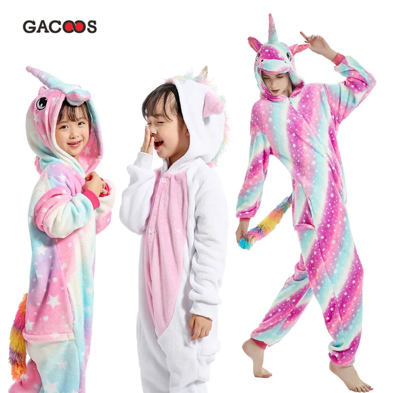 Пижама Kugurumi единорог дети животные женские пижамы для мальчиков девочек детские