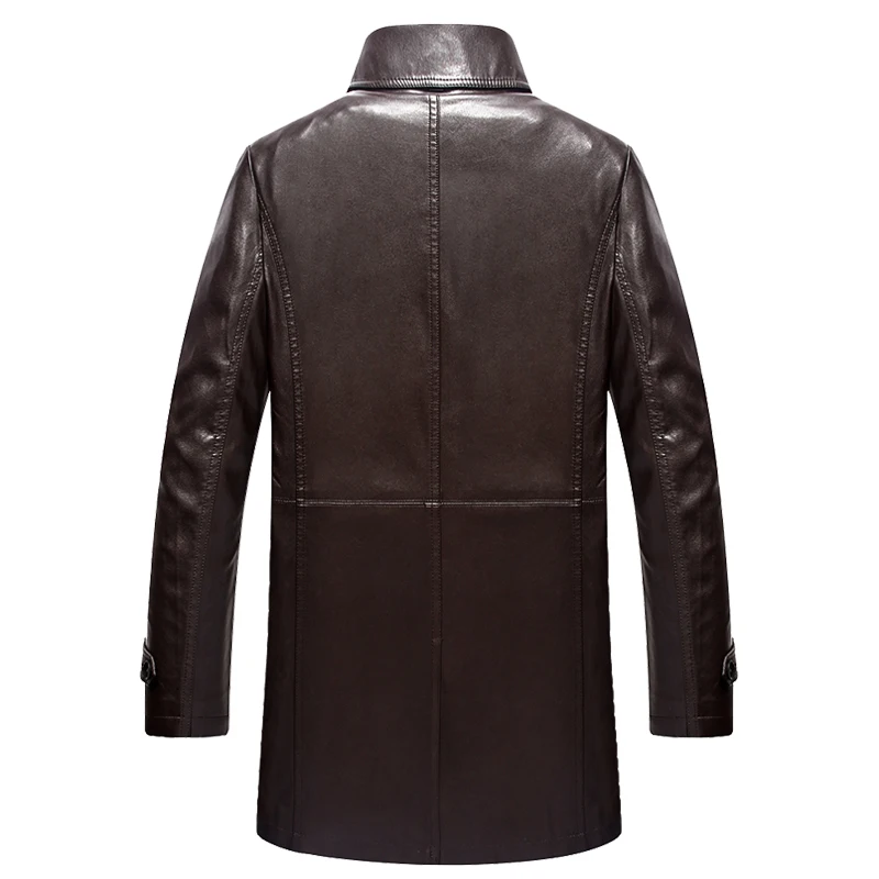Зимняя куртка из искусственной кожи мужские длинные тренчи с отложным