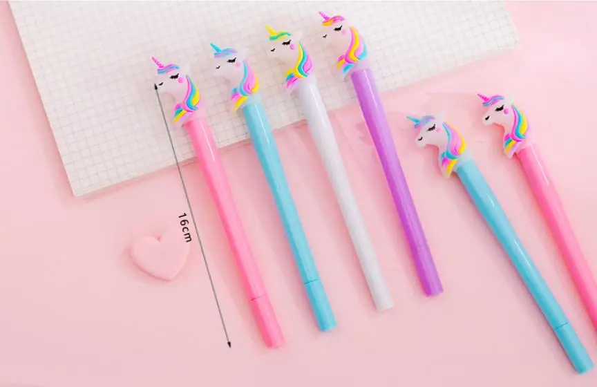 1 шт. Единорог светящаяся гелевая ручка 0,38 мм Kawaii Канцелярские гелевые ручки новинка милые ручки черная письменная Ручка Kawaii школьные принадлежности
