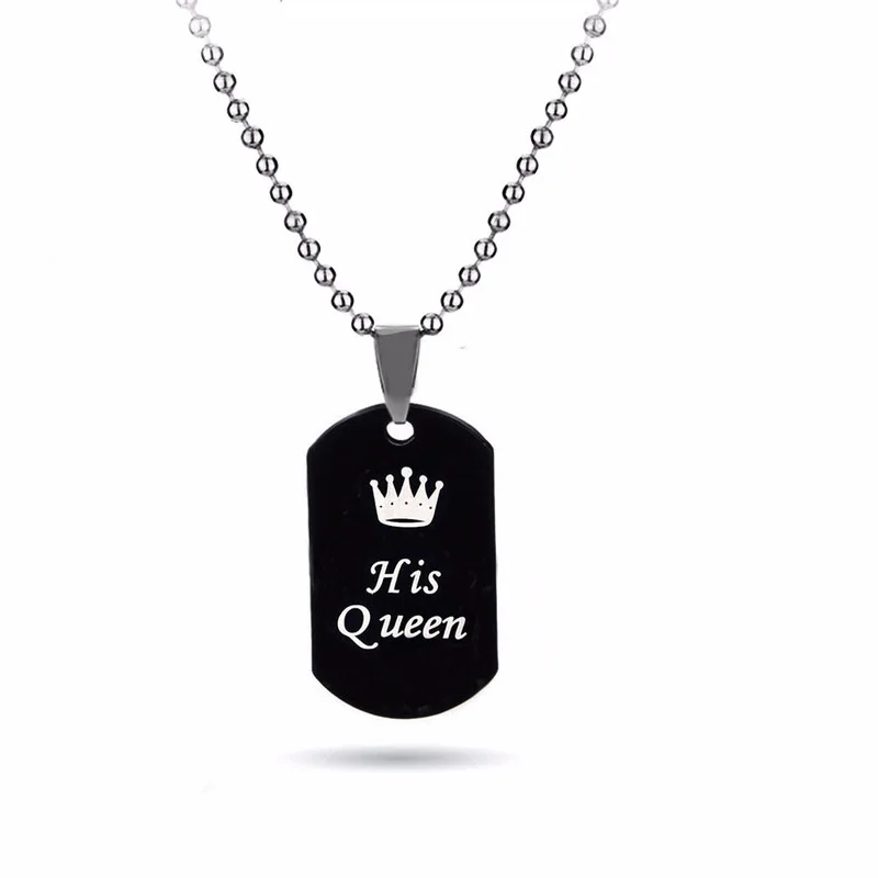 Парные ожерелья из нержавеющей стали черного цвета подвеска в виде ее короля и
