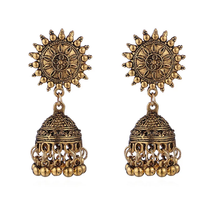 Индийские окисленные Jhumka Jhumki индийские серьги ювелирные изделия для женщин