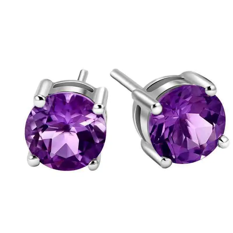 Qingmos Classic 3 мм белый кубический цирконий четыре когти стерлингового серебра 925 Earring-ear573