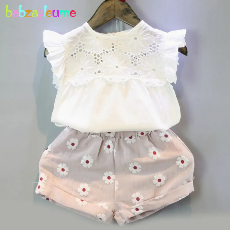 

2016 Summer Kids Clothes Children Clothing Brand Hollow Design Sleeveless Vest+Shorts 2pcs Baby Girls Suits infant Outfit BC1432