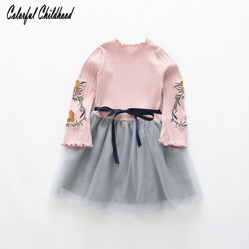 Платье для маленьких девочек новинка весны 2018 платье-пачка с длинным рукавом