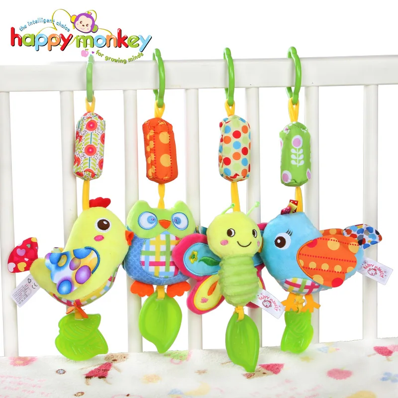 Happy Monkey Wind Chime возьмите с собой животных Стили младенческой Детские игрушки на кроватку коляски мягкие Висячие колокольчики погремушки игрушки