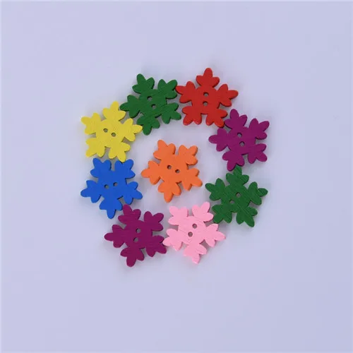 colorful snowflake 50 шт смешанные животные милые деревянные пуговицы для скрапбукинга ручной работы DIY Детские аксессуары для шитья одежды украшения - Цвет: colorful snowflake