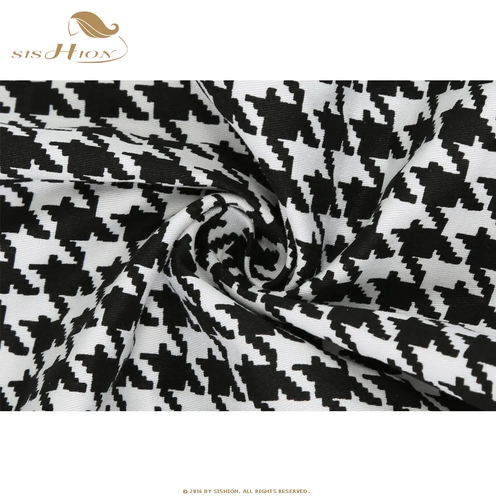 

SISHION Hepburn 50s 60s Retro Vintage Dress VD1092 Half Sleeve Classic Swing Women Ladies A Line Party Cotton Plaid Dress