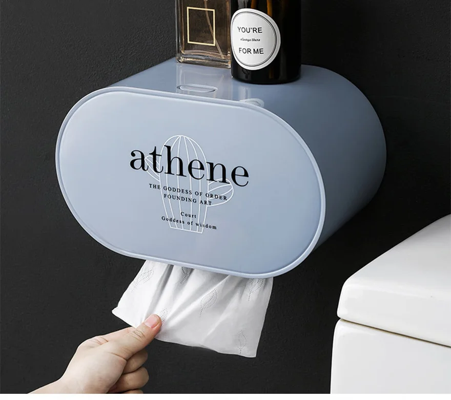 Bathroom Tissue Box Toilet Paper Shelf Punch-Free Waterproof Roll Paper Tube Creative Tray Bathroom Tissue Paper Roll Holder D30