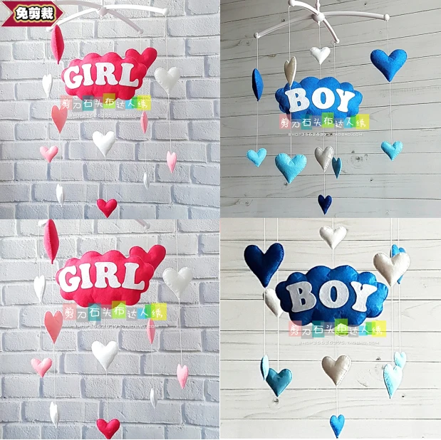 DIY любовь облако детская кроватка подвесной колокольчик кровать ткань фетр