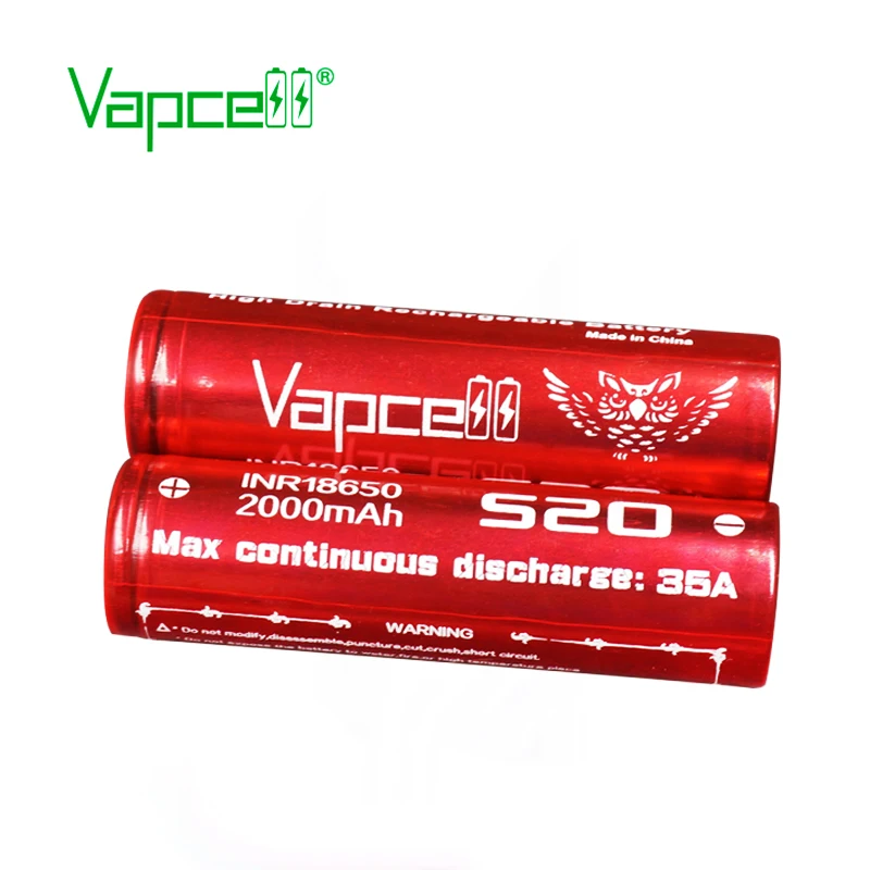 Vapcell INR18650 2000mah 35A S20 li lon Аккумулятор Перезаряжаемый 3,7 v с застежкой-молнией чехол для фонарика