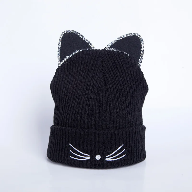 Новая вышитая шапка с надписью Meow зимняя хлопковая для мужчин и женщин теплая