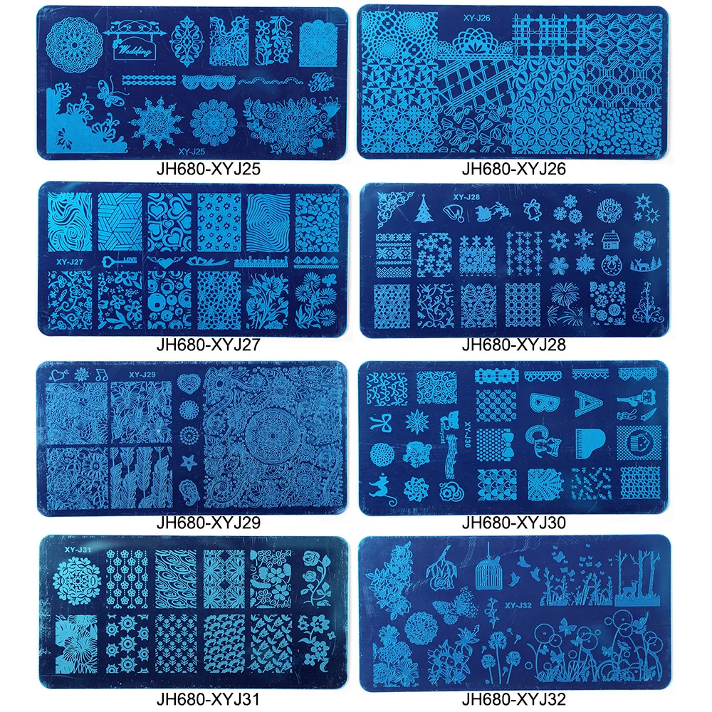 Blueness штампованные пластины для ногтей 32 дизайна шаблоны 12*6 см трафареты