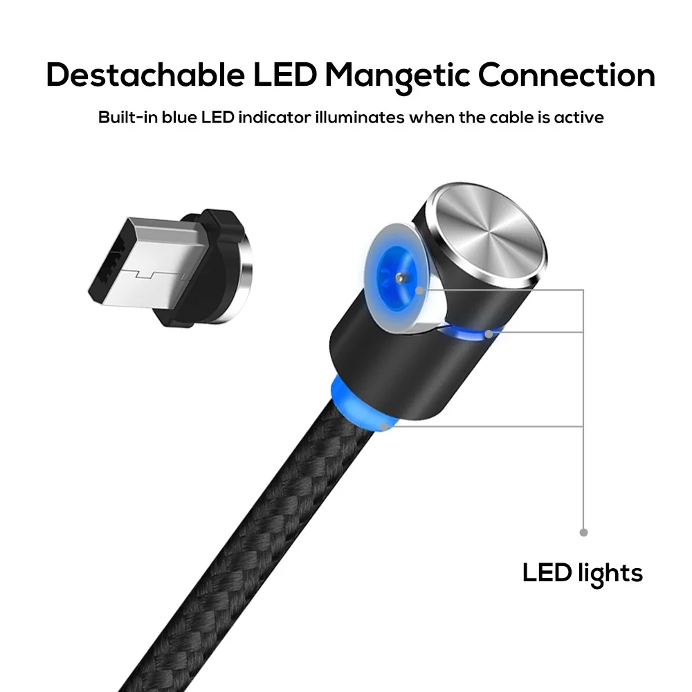Acgicea 90 градусов L магнитное зарядное устройство Micro USB кабель Магнитный зарядный шнур для samsung S7 магнитные кабели Micro usb зарядный провод