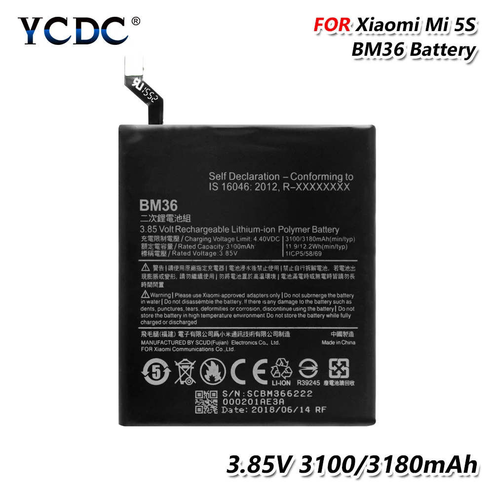 Сменная аккумуляторная батарея BM36 BM-36 BM 36 для Xiao mi 5S mi 5S, большая емкость, 3,85 В, 3180 мА · ч