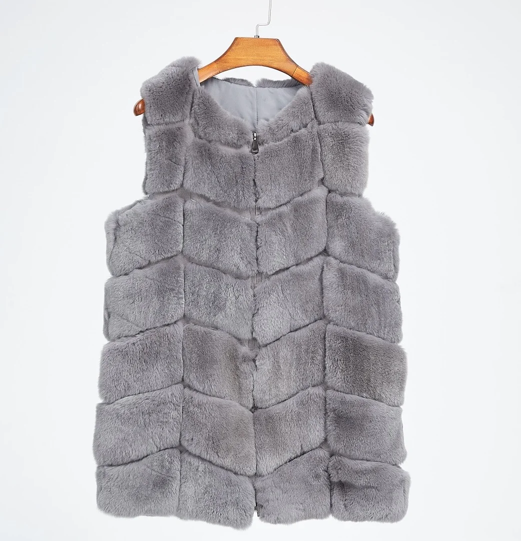 

MJ-013 New Fashion Imitation Fox Fur Vest Jacket medium long Waistcoat Women Winter Clothes Zipper Vest Jacket