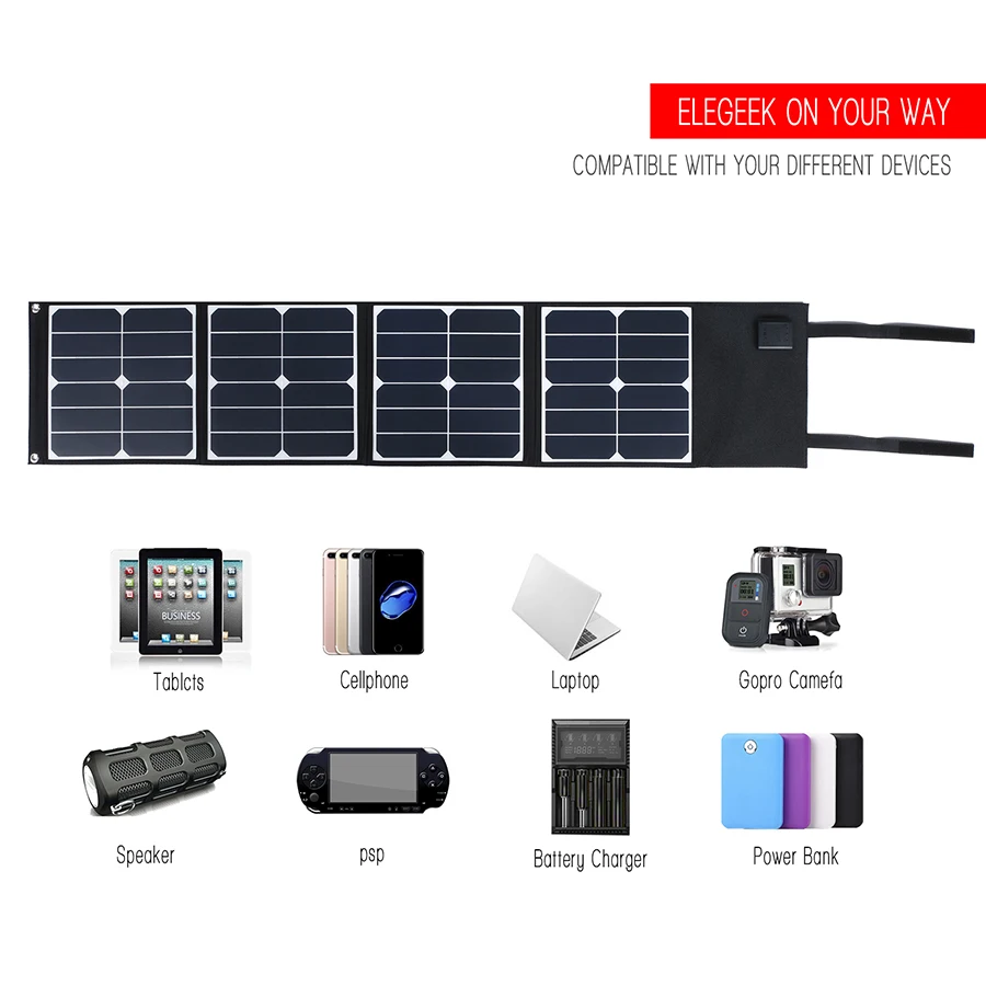 ELEGEEK 50 Вт портативное солнечное зарядное устройство 5 в 12 В Двойное выходное