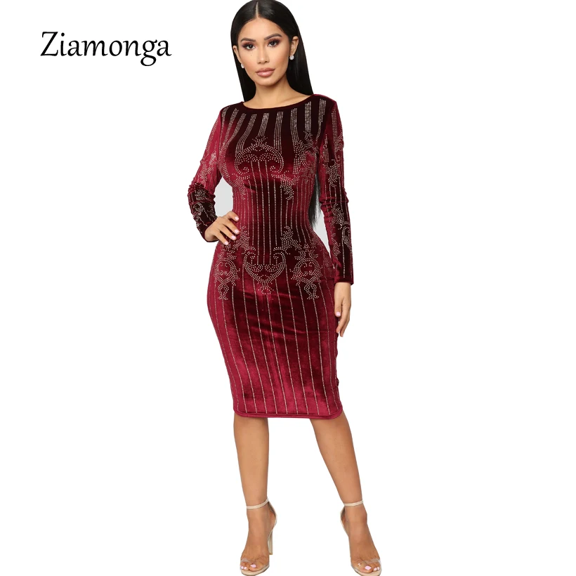 Ziamonga Dames Jurken Сексуальная Midi круглым вырезом женские платья черный зак|Женские