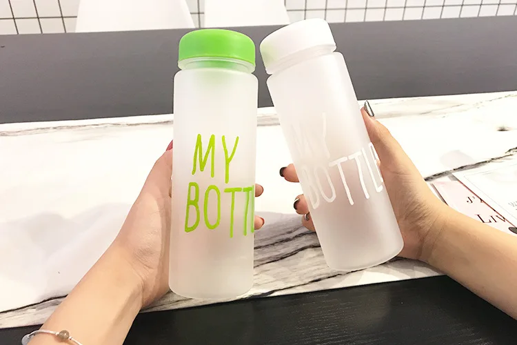 My Bottles, матовая пластиковая Спортивная бутылка для воды, термостойкая, герметичная, корейский стиль, поликарбонат, 500 мл, модная бутылка