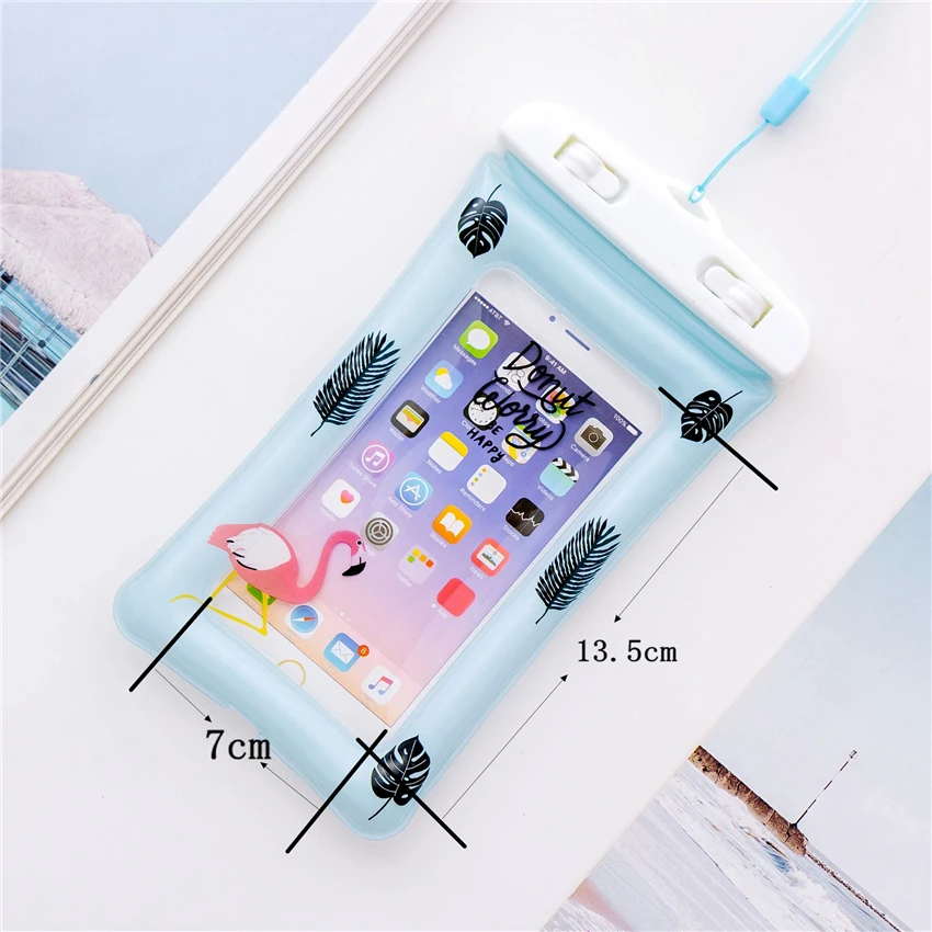 Swimming Bags Waterproof with Luminous Underwater Pouch Carnoon Flamingo Soft TPU For iPhone 6 7 8 Plus X Coque Funda |