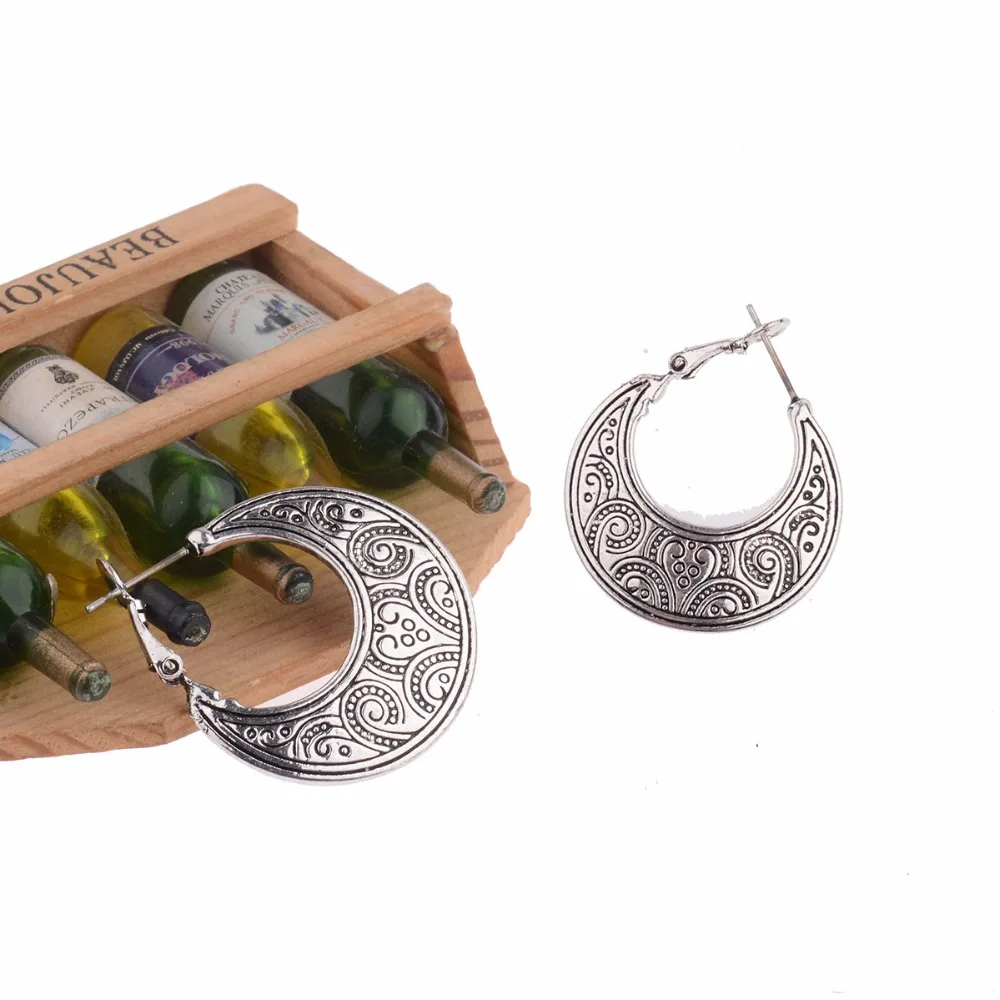 Женские винтажные серьги Jhumka этнические подвески серебряного цвета в форме Луны