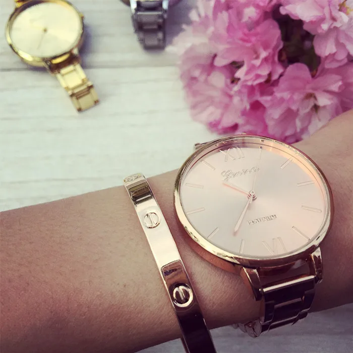 Новое поступление повседневные женские часы-браслет Geneva серебряные часы из