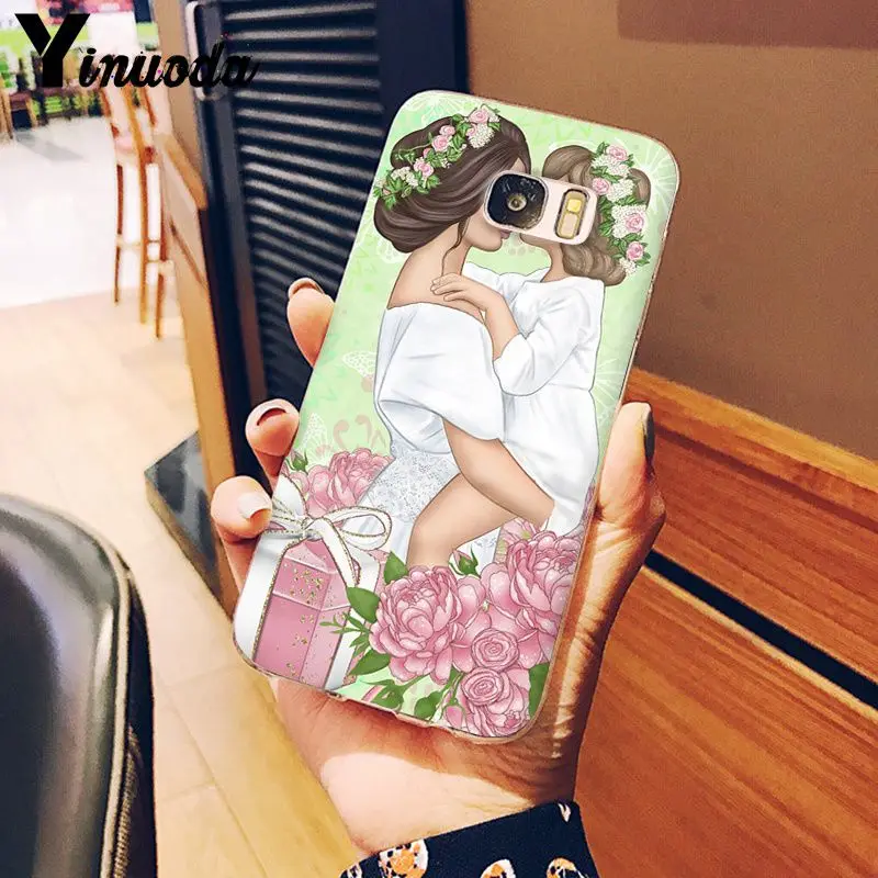 Yinuoda, черный, коричневый цвет, для волос, для мамы, девочки, королева, умный чехол, чехол для телефона, для samsung S9, S9 Plus, S8, S8plus, S7, S6, S5, чехол для мобильного телефона s - Цвет: A5