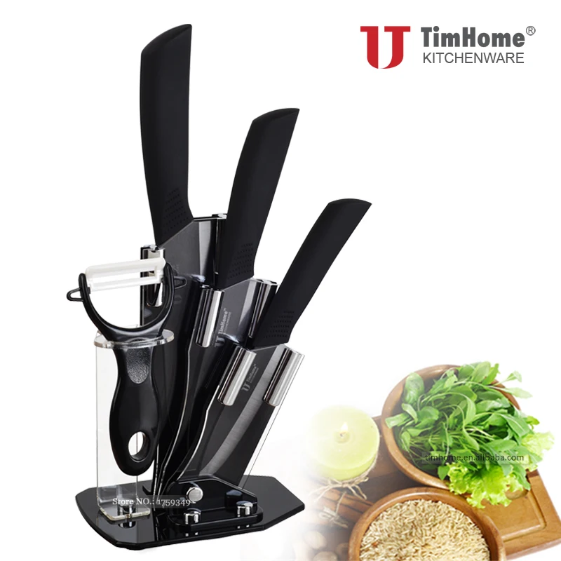 

Timhome Марка 4 "5" 6 "керамических Ножей Черный Клинок с Черной Ручкой Высокое Качество + Палец Охранник в качестве Подарка