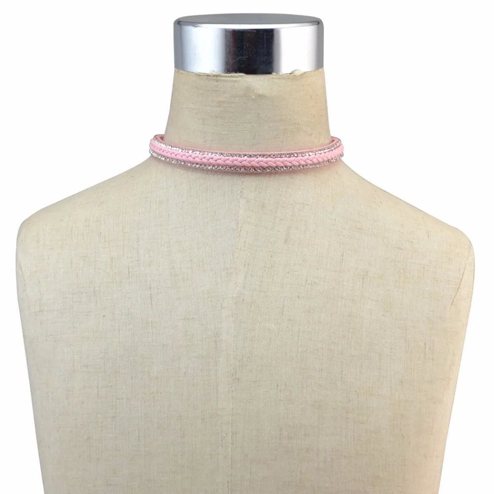 Богемное черное розовое синее коричневое бархатное кожаное ожерелье-чокер