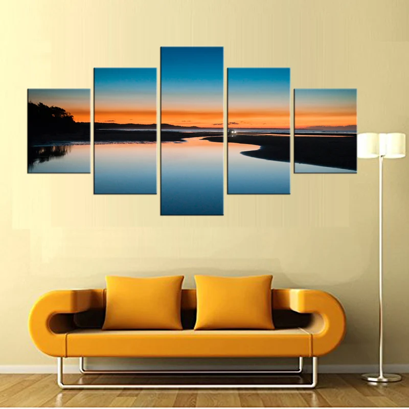 5 шт. Бесплатная доставка пейзаж красивый восход солнца холст печать живопись
