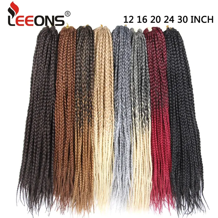 Leeons вязаный крючком косы небольшая коробка волос Ombre поле косу канекалон