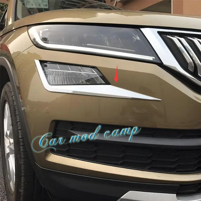 

Car Accessories for Skoda Kodiaq 2017 2018 2019 2020 ABS Chrome Front Fog Light Molding Strips Cover Trim 2pcs