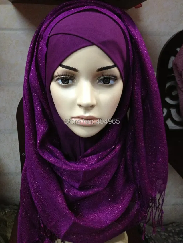 

H805 high quality shimmer viscose scarf with fringes,assorted colors