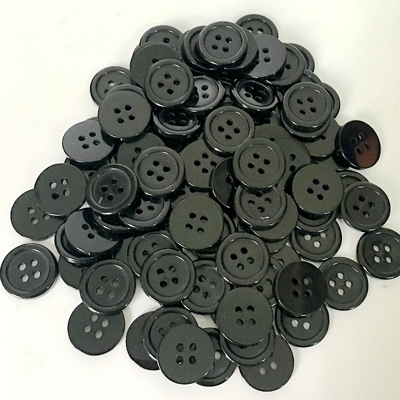 100 шт. плоские черные пуговицы 15 мм с 4 отверстиями|black buttons|buttons scrapbookingsewing supplies |