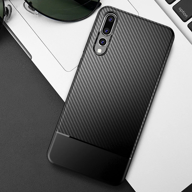 Роскошный чехол для Huawei Mate 10 P20 Pro противоударный защитный мягкий из углеродного