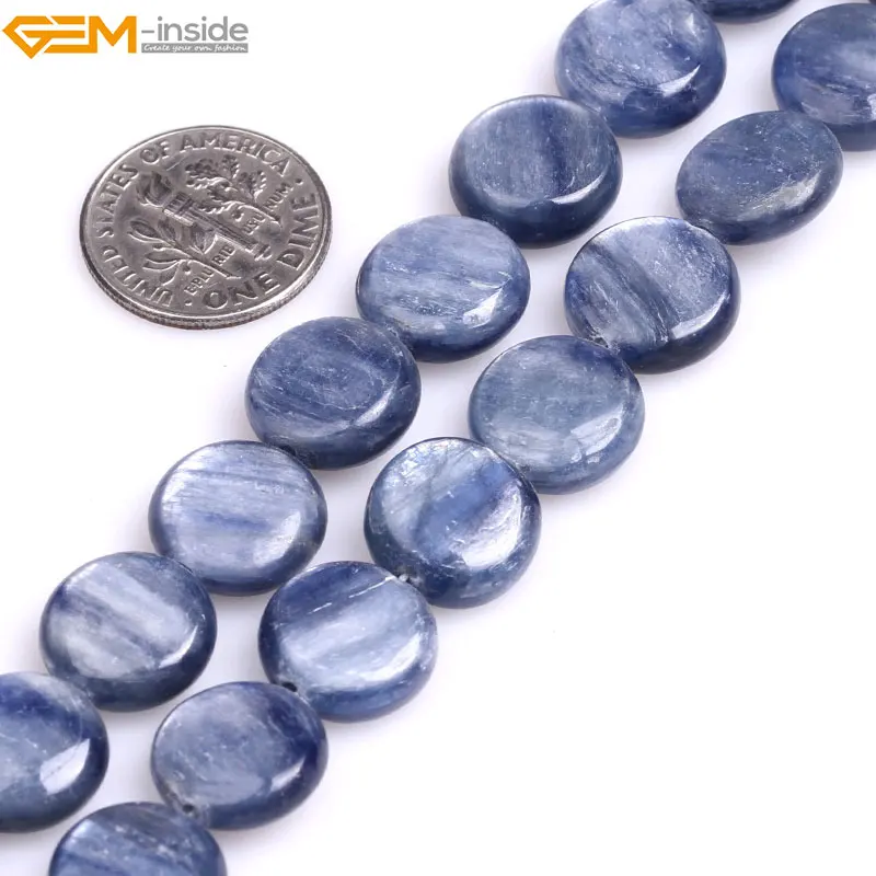 

Gem-inside 12-16mm Natural Coin Kyanite Blue Beads For Jewelry Making Beads 15inch DIY Beads Bracelets For Women Jewellery