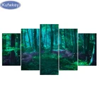Алмазная картина, настенное искусство без рамки, 5 шт., зеленая фотокартина, абстрактная сказка, лес, алмазная вышивка