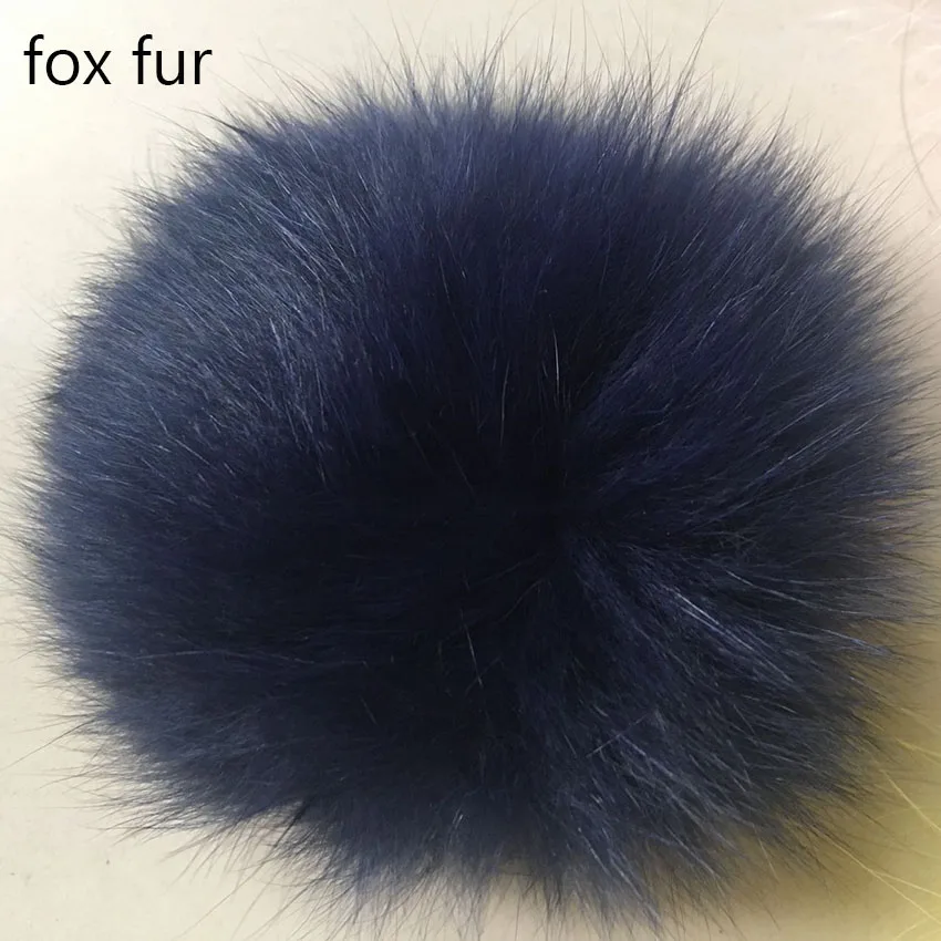 deep blue fox DIY 14-15 см настоящие помпоны из лисьего меха большие роскошные меховые шарики для вязаные шапочки обувь и шарфы натуральный мех енота помпоны - Цвет: deep blue fox