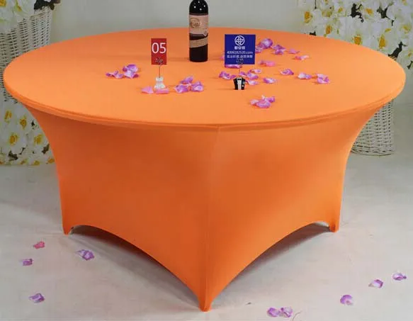 orange Дорогой 6 шт 4ft 5ft 6ft круглый лайкры стрейч подогнаны спандекс Скатерти Скатерть для свадьбы банкета скатерти - Цвет: orange