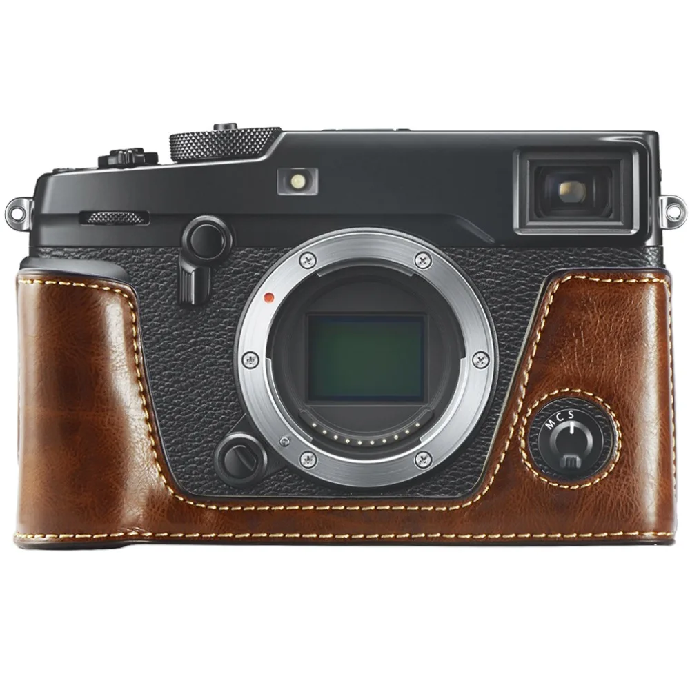 Половина тела из искусственной кожи чехол для камеры Сумка Fujifilm Fuji X-Pro2 XPro 2 крышка с отверстием батареи