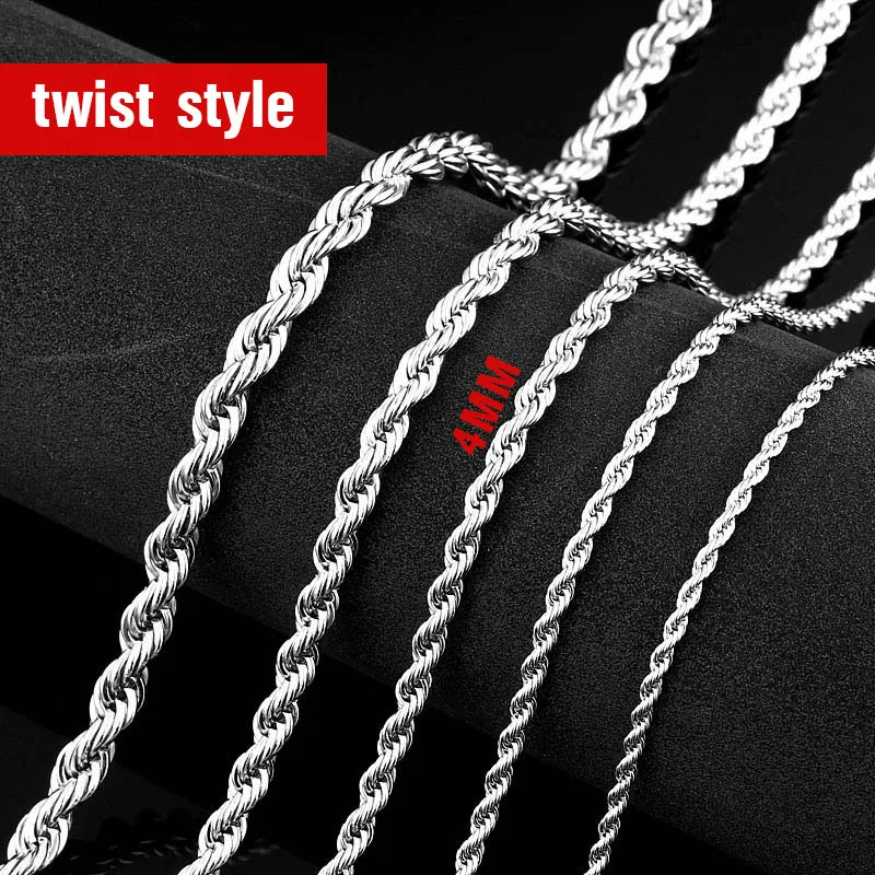 twist style4MM width Стальной солдат мужчины Spiga ожерелье-косичка цепь 3 мм/4 мм/5 мм/6 мм ширина 316L Нержавеющая Сталь Серебряный цвет ювелирные изделия - Окраска металла: twist style4MM width