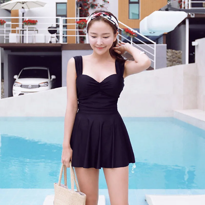 Женщин купальник swimdress Push Up одноцветное обогнул Холтер купальный костюм Пляжная