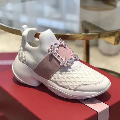 white pink Mstacchi стразы Для женщин спортивная дышащая женская обувь из сетчатого материала на не сужающемся книзу массивном кроссовки из натуральной Кожаная обувь для отдыха Дамская обувь - Цвет: white pink