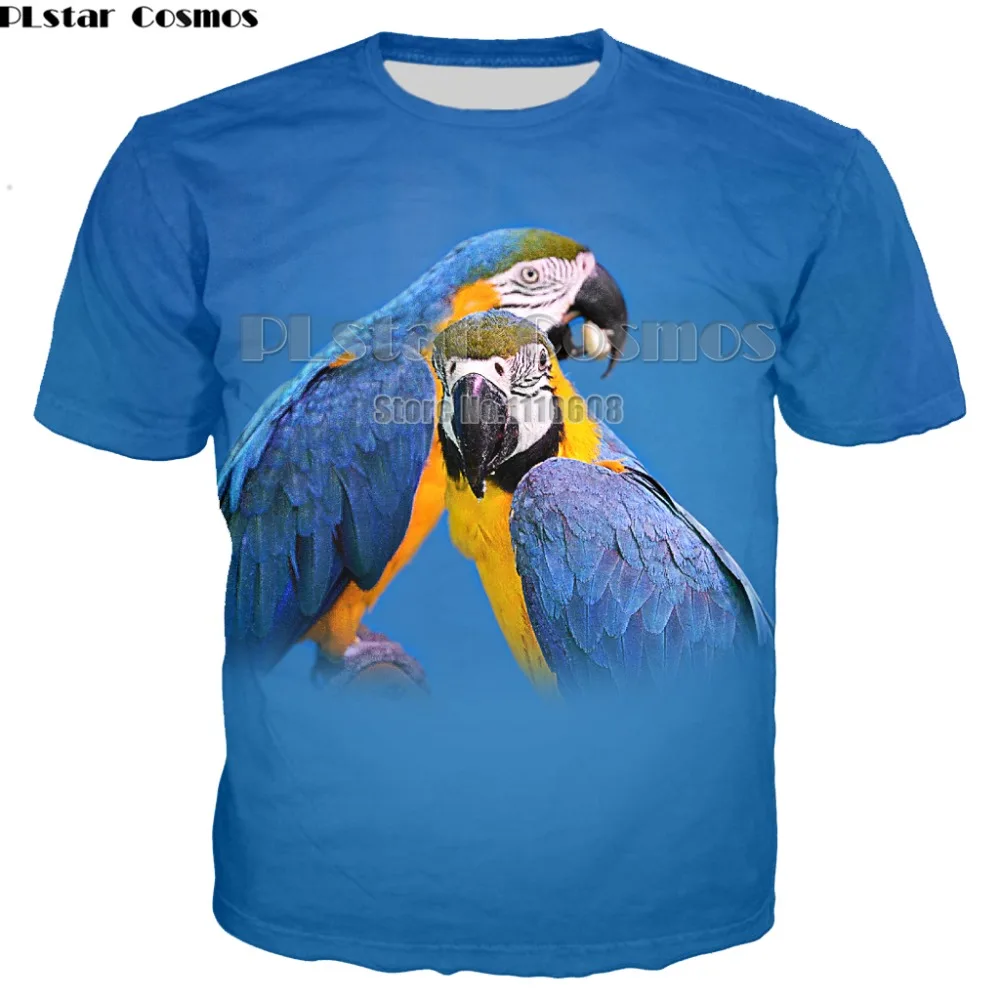 

Newest Summer Style Fashion Print Short sleeve Tees Men Parrot colorful Printing 3D women unisex T shirt plus size New