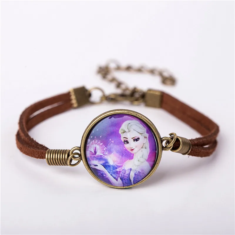 2017 Модный женский стеклянный браслет с шармом милый кожаный героями