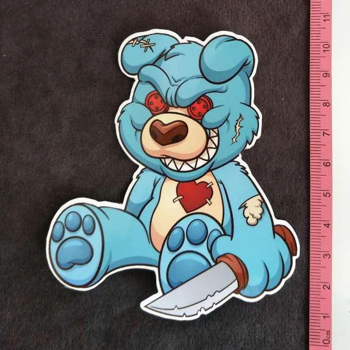 Наклейка злого медведя из пвх забавная мультяшная наклейка для скейтборда