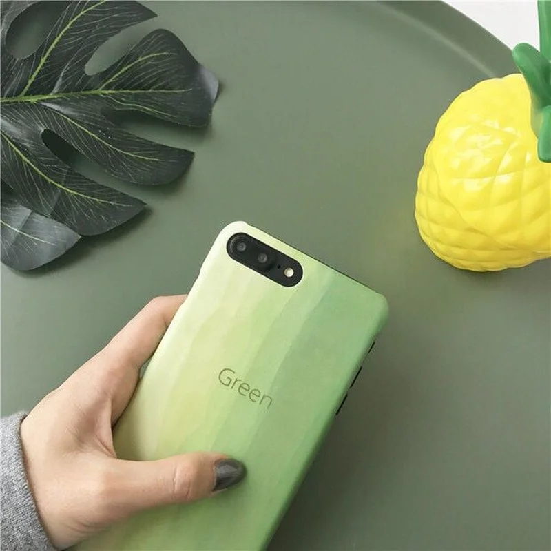 Matcha Green Gradient Phone Case for IPhone XS 6 7 6S 8 Simple Hard Matte Plus Back Cover |