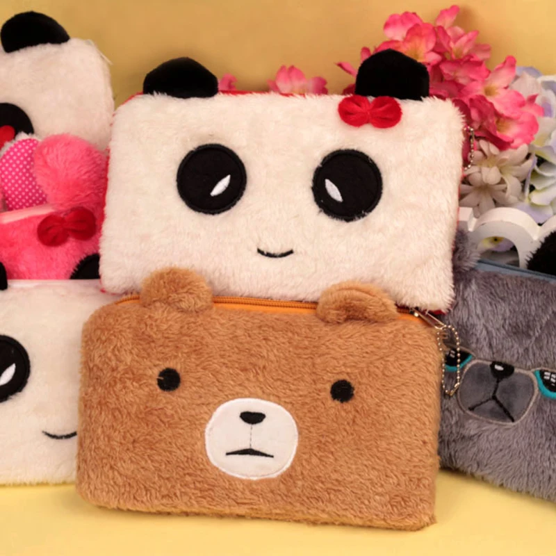1 шт. пенал с милым медведем для девочек милая плюшевая сумка пандой ручек